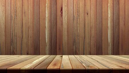 Wood texture background. wood wall and floor. for product placement or editing your product. Wooden board empty table perspective.の写真素材