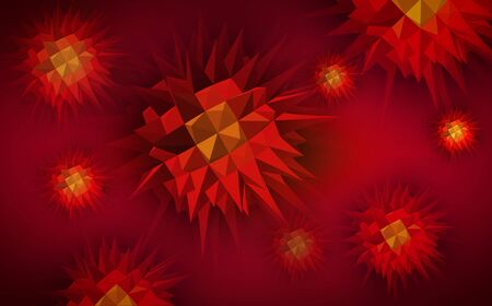Biological organisms Infectious virus microbiology wireframe mesh polygonal on red background. 3d microbeの写真素材