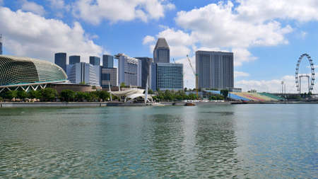 Financial District and Singapore Flyer of Singaporeのeditorial素材