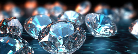 Close-up of diamonds, sign of perfection, luxury, lightの素材