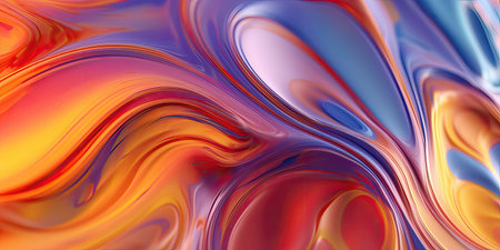 A vibrant and textured wave pattern in multi-colored hues.の素材