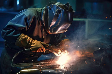 Worker welding with protective maskの素材