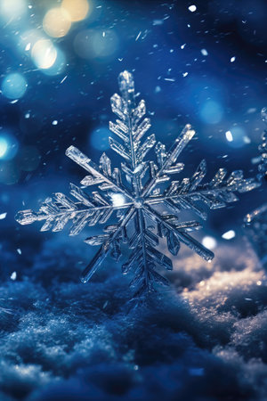 Snowflakes on the background of snow. Christmas background.の素材