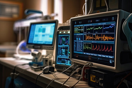 Electrocardiogram and ECG monitor in a hospitalの素材