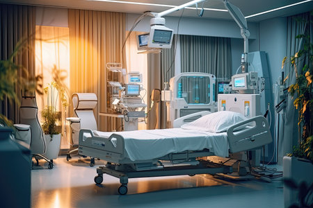 Interior of a modern hospital room. 3d render, 3d illustrationの素材