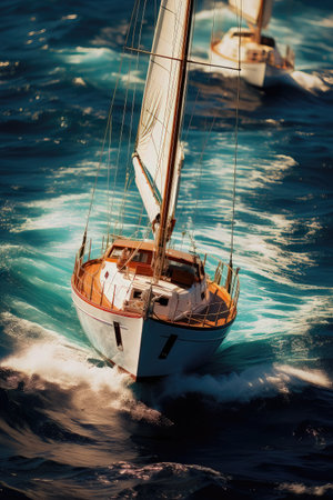 Sailing yachts in the Mediterranean Sea. Luxury yachts in the seaの素材