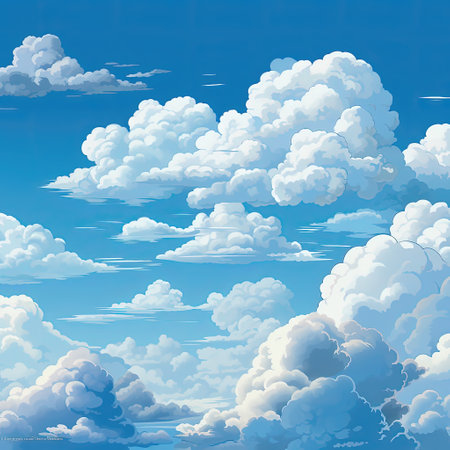 Blue sky background with white clouds. Vector illustrationの素材