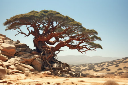 Close-up of a lonely tree in the desertの素材