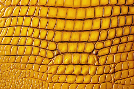 Yellow crocodile skin texture as a background. Close upの素材