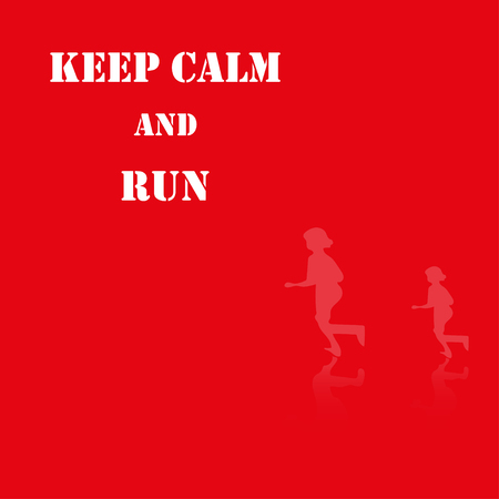 Keep Calm and run. Red background.  With shadowのイラスト素材