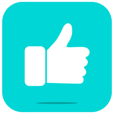 Thumbs Up icon. White icon on blue background.  With shadowのイラスト素材