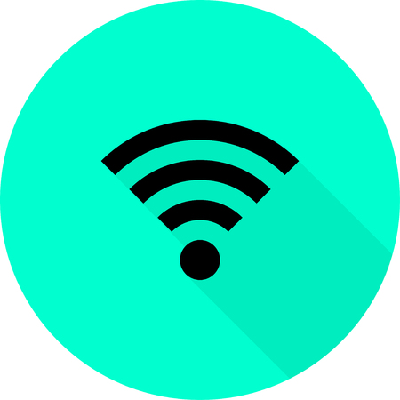 Wireless Icon, vector illustration. Flat design style.  Blue backgroundのイラスト素材