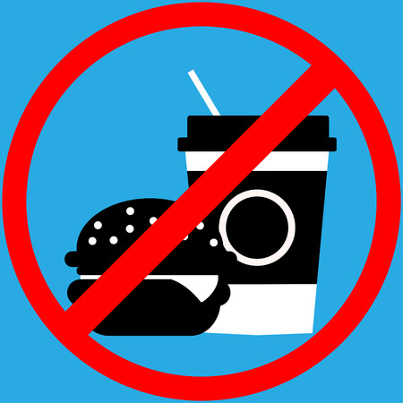 The  ban fast food on a blue backgroundのイラスト素材