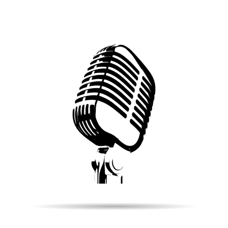 Vintage microphone  with shadowのイラスト素材