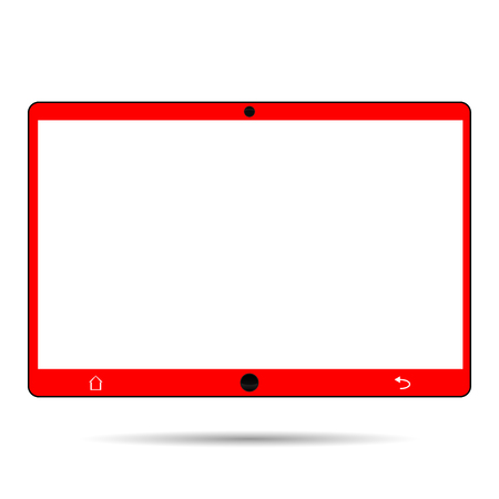 Red tablet with buttons,  with shadowのイラスト素材