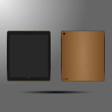Golden tablet front and back  with shadowのイラスト素材