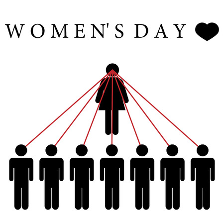 Men look at a woman.  With textのイラスト素材