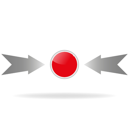 Red button with arrows.  Click on the red buttonのイラスト素材