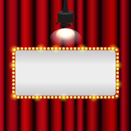 Vintage signboard with lights  on a red background theatreのイラスト素材