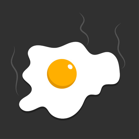 Broken egg  in a frying pan with smokeのイラスト素材