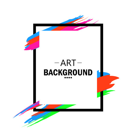 Art background frame with brushes.  Colorful banner on a white backgroundのイラスト素材