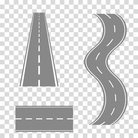 Set of curved road or  highway with markingsのイラスト素材