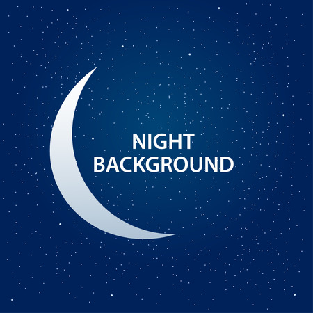 Night sky background with half moon and stars. Moonlight night vector illustrationのイラスト素材