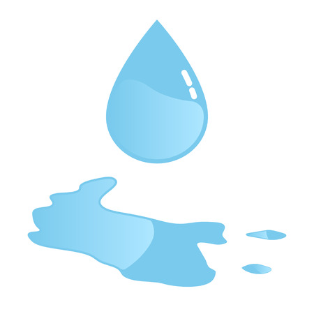 Blue shiny water drop from a puddle Vector illustrationのイラスト素材