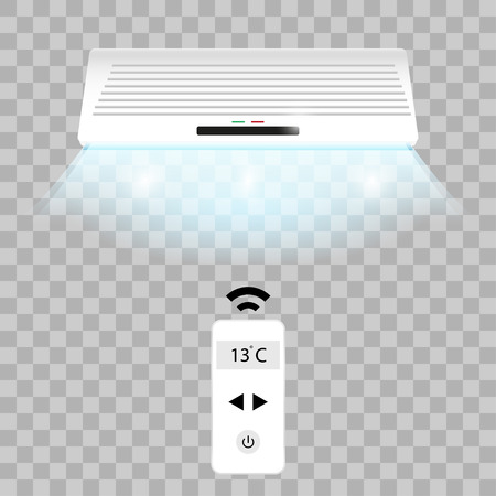 Air conditioning, cooling breeze blows cold. Air conditioning vector illustration on transparent backgroundのイラスト素材