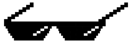 Pixel sun-glasses.  Flat design style. Sunglasses silhouette. Simple icon. Modern flat icon in stylish colorsのイラスト素材