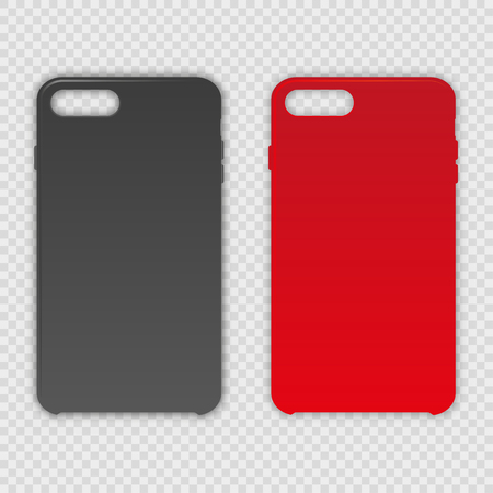 Gray and red case for phone on a transparent backgroundのイラスト素材