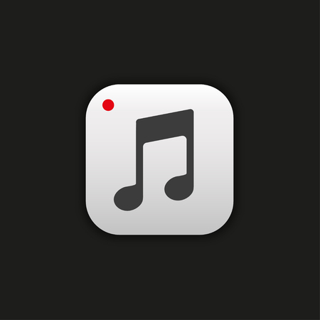 Flat music icon, note in a gray frame on a black background.のイラスト素材