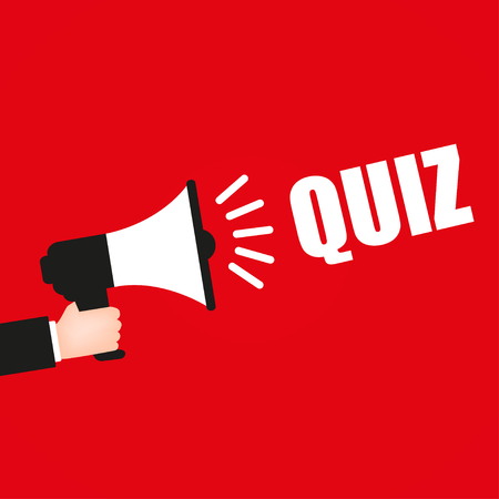 Hand holding megaphone - Quiz. Vector illustrationのイラスト素材