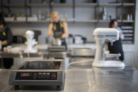 Kitchen scales on the background of the kitchenの写真素材