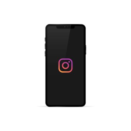 Iphone 11, Instagram logo screen, dark mode. Editorial vector. Kyiv, Ukraine - November 26, 2019のeditorial素材