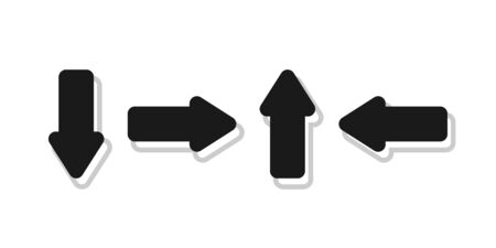 Set of Modern abstract vector arrows. Flat geometric shapes with black elements. Vector illustration for web or print designのイラスト素材