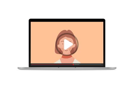 Video call conference, webinar, online conference and training. Vector illustrationのイラスト素材
