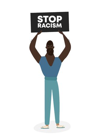 Stop racism slogan. Black lives matter. Black man protestsのイラスト素材