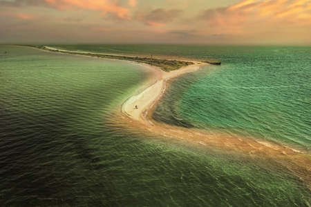 Black sea in Ukraine. Kinburn Spit. Wild nature, top view of Kinburn spit - the Ukrainian Maldives.