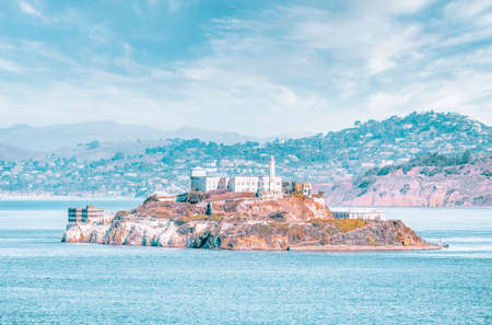 The famous Alcatraz Island prison, in San Francisco. The photo was processed in pastel colors.の写真素材