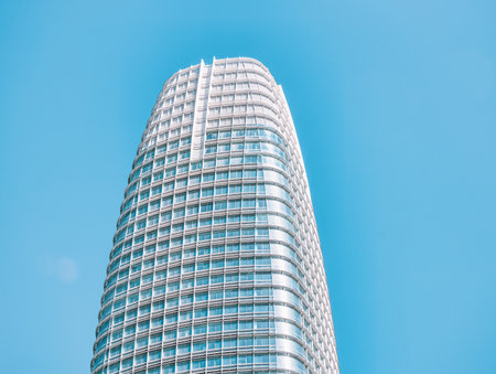 San Francisco, CA, USA - October 16, 2021, close-up view of the Salesforce Tower in the Soma area of...