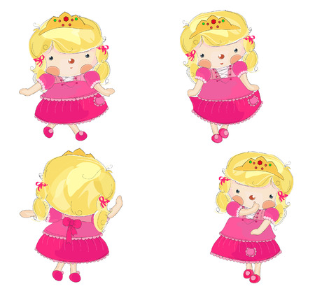 cute little princess in 4 variationsのイラスト素材