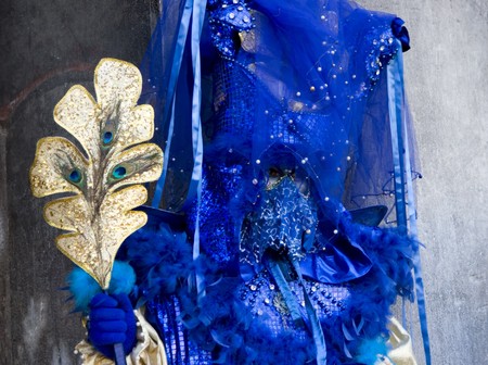 Woman in full decorative carnival costume in Venice.の写真素材