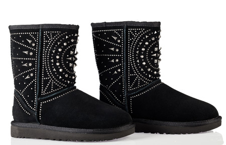 UGG Women's Fiore Deco Studs Suede Boots black isolated on whiteの写真素材