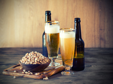 Peanuts and a Beerの写真素材