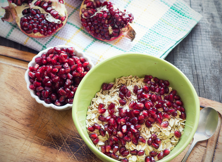 Breakfast with a pomegranateの写真素材