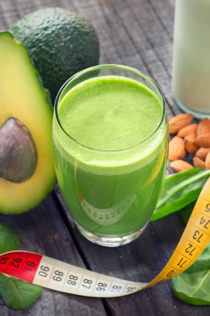 Avocado and baby spinach smoothieの写真素材