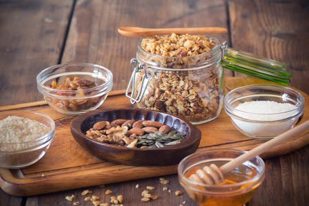 Granola in a jarの写真素材