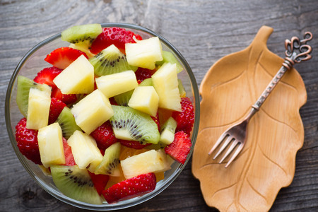 salad with fresh fruits and berriesの写真素材