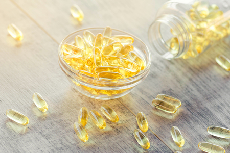 Cod liver oil omega 3 gel capsulesの写真素材